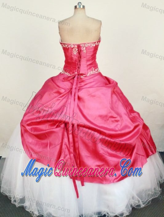 Hand Made Flower Sweetheart Red Quince Dress with Beading