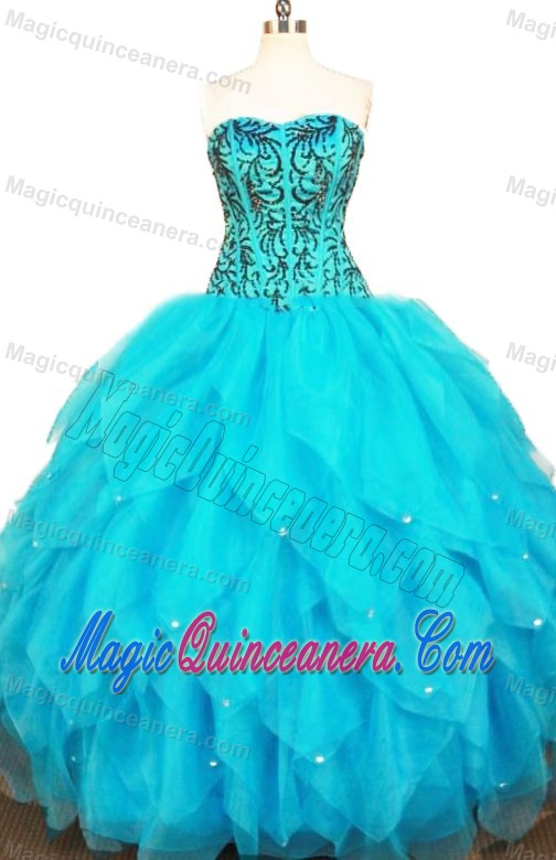 Appliques Sweetheart Aqua Blue Beading 16 Dresses for Quinceanera