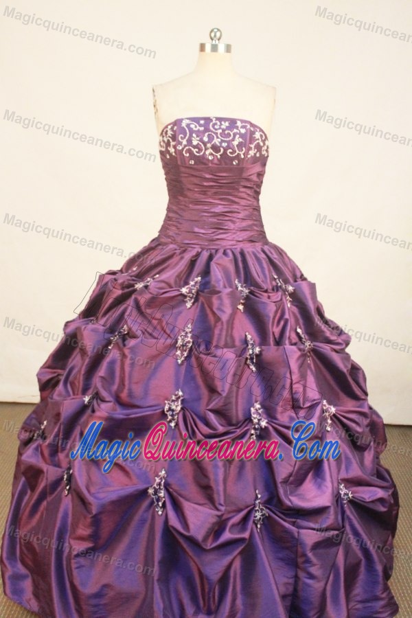 Pick-ups Ruched Purple Taffeta Quinceanera Dress in Prince George