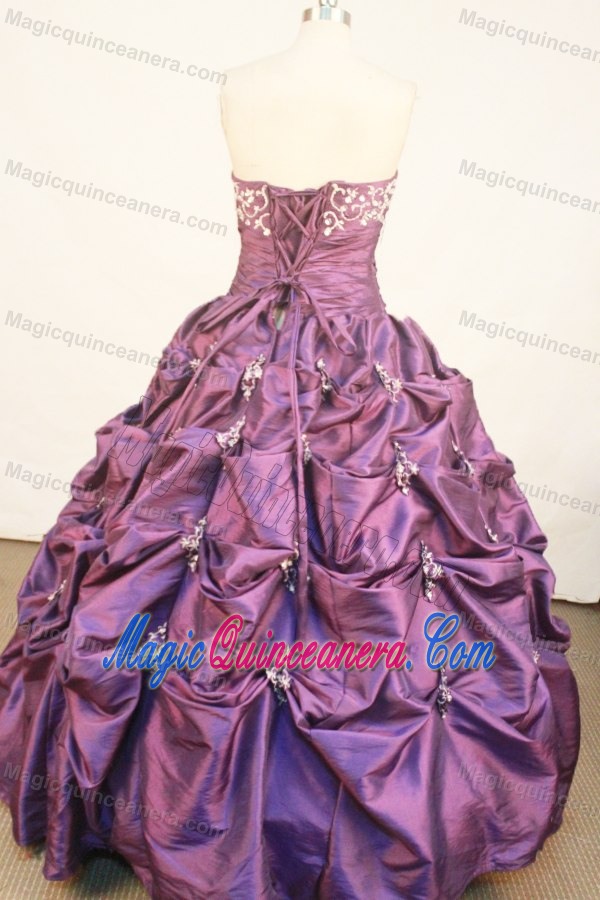 Pick-ups Ruched Purple Taffeta Quinceanera Dress in Prince George