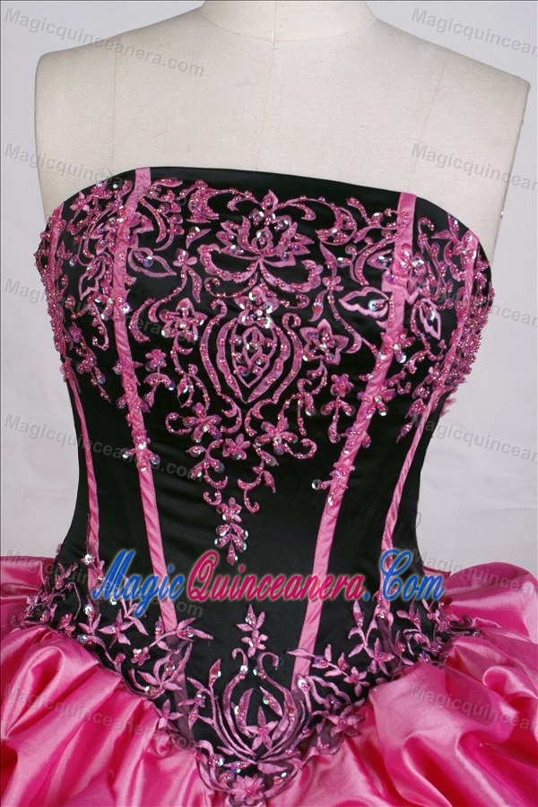 Beaded Embroidery Pink Pick-ups Corset Back Quinceanera Dresses
