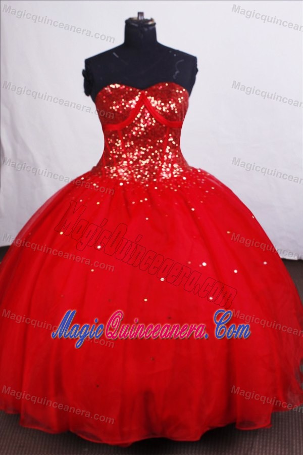 Paillette Red Cheap Sweet Sixteen Quinceanera Dresses in Quebec
