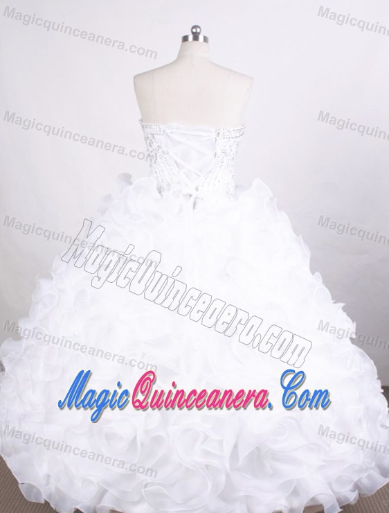 Beading Ruffled Layers White Organza Dresses for Quinceaneras