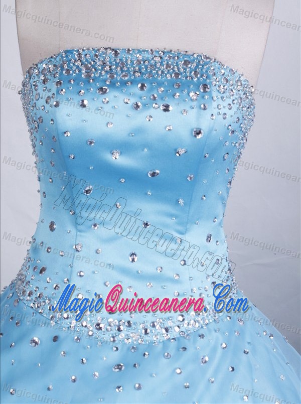 Discount Beaded Strapless Light Blue Brisbane Quinceanera Dress
