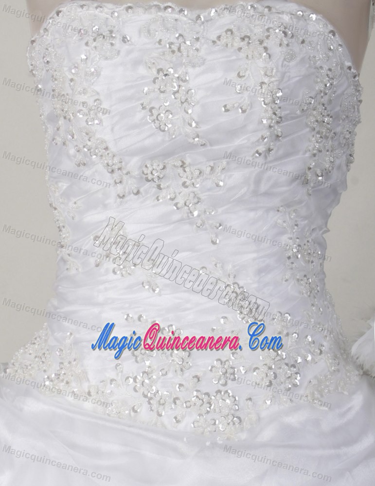 Beaded Flowers Ruching White Quinceanera Dresses in Melbourne