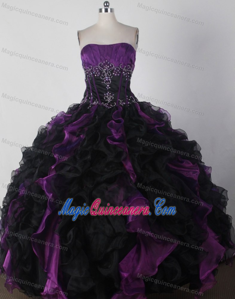black and purple quinceanera dresses