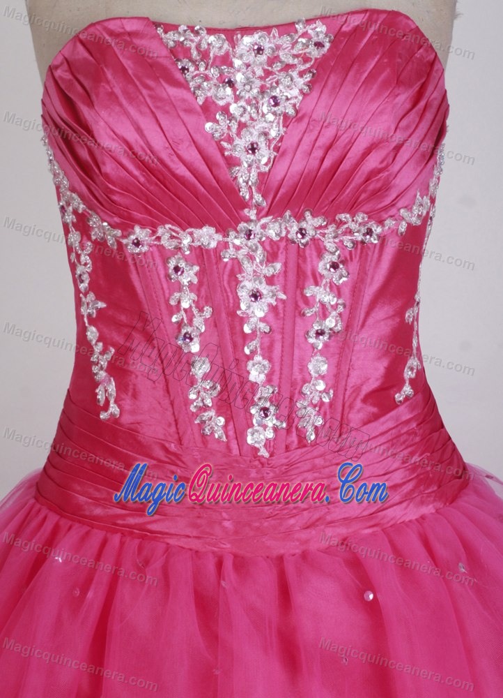 Ruching Appliques Hot Pink Sweet 16 Quinceanera Dress in Gladstone
