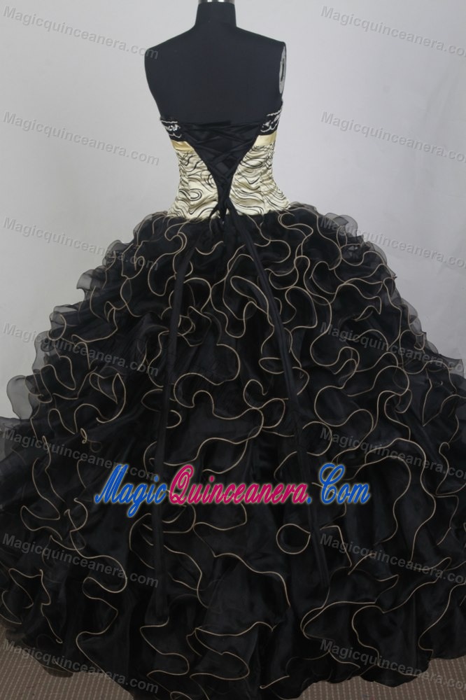 Zebra Appliques Black Sash Beading Sweet 16 Dress for Quinceanera