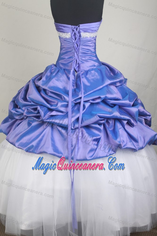 Lavender and White Flowers Beaded Pick-ups Quinceanera Dresses 2014