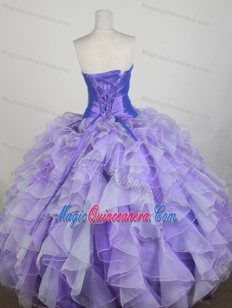 Ruching Beading Lilac Organza Blainville Sweet 16 Dress with Ruffles