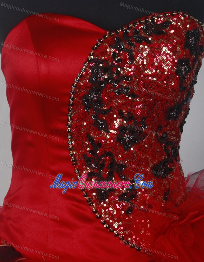 Sequin Multi-colored Flowers Ruffled Quinceanera Dress for Sweet 15