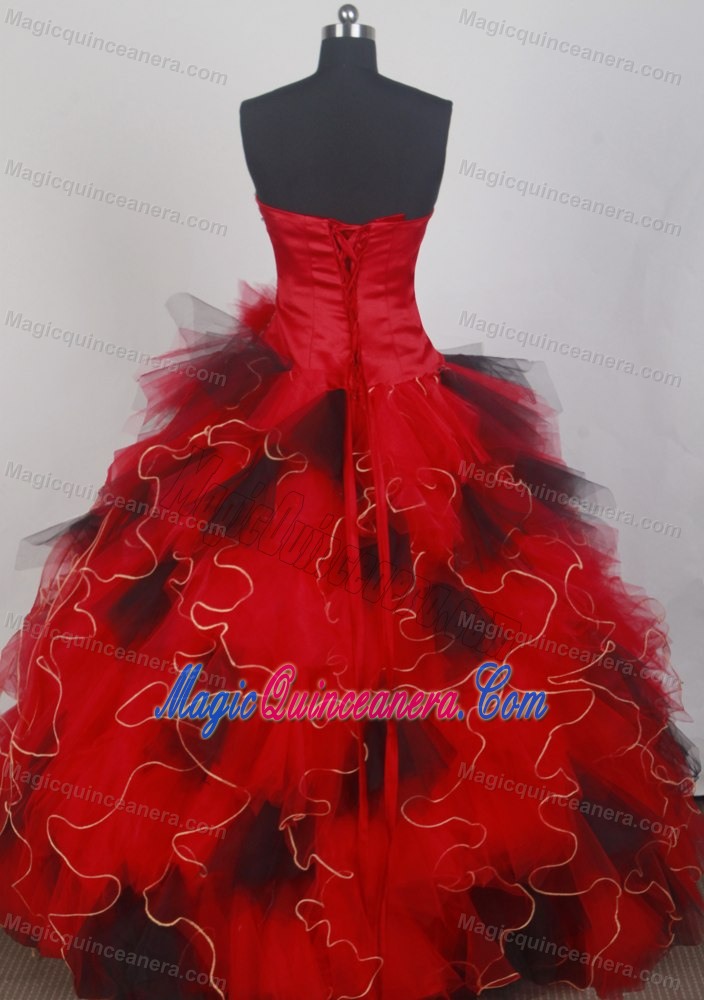 Sequin Multi-colored Flowers Ruffled Quinceanera Dress for Sweet 15