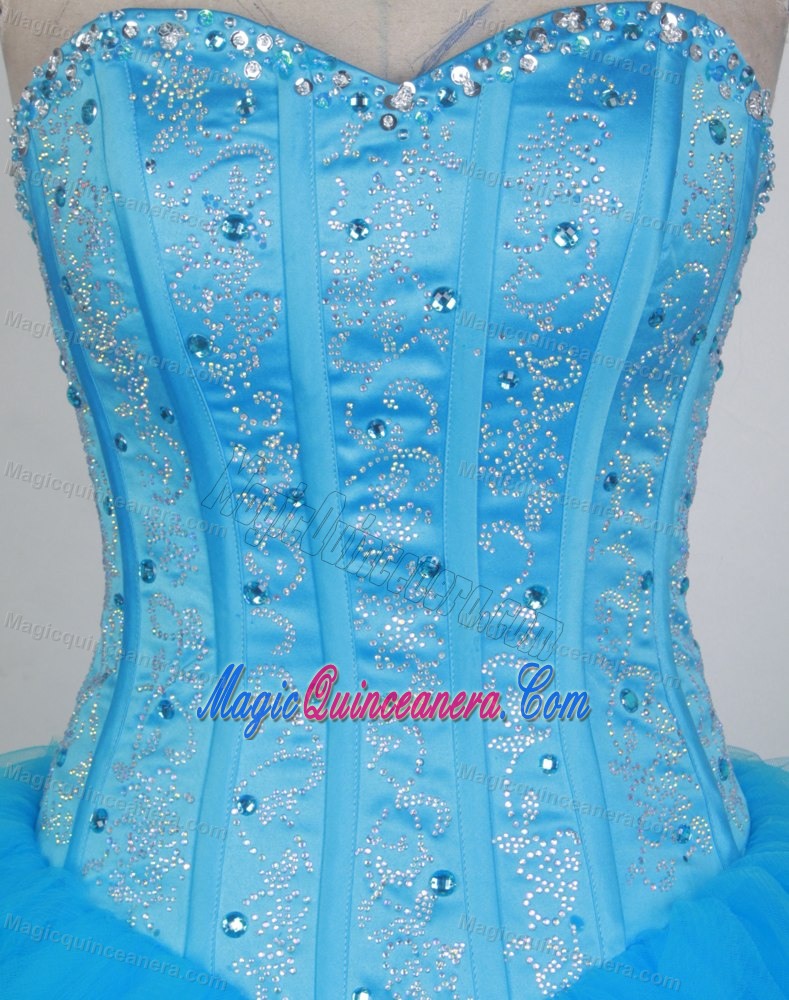Beading Colorful Blue Sweetheart Quinceanera Dresses in Liverpool