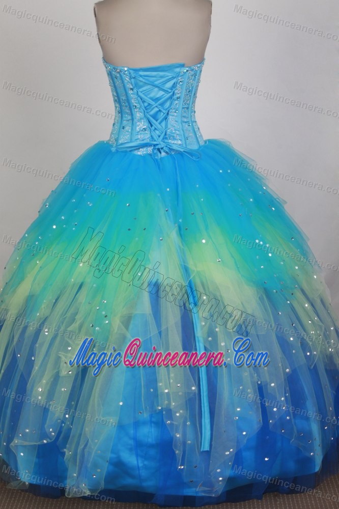 Beading Colorful Blue Sweetheart Quinceanera Dresses in Liverpool