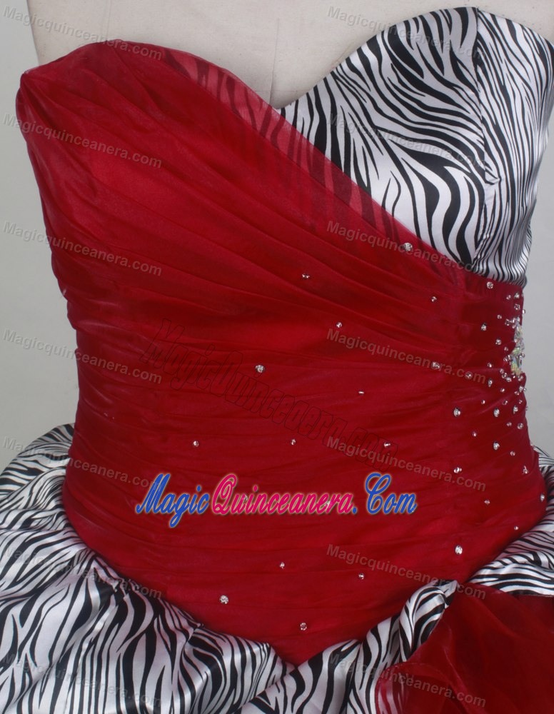 Zebra Ruched Beading Red Quinceanera Dresses in Hamilton Ontario