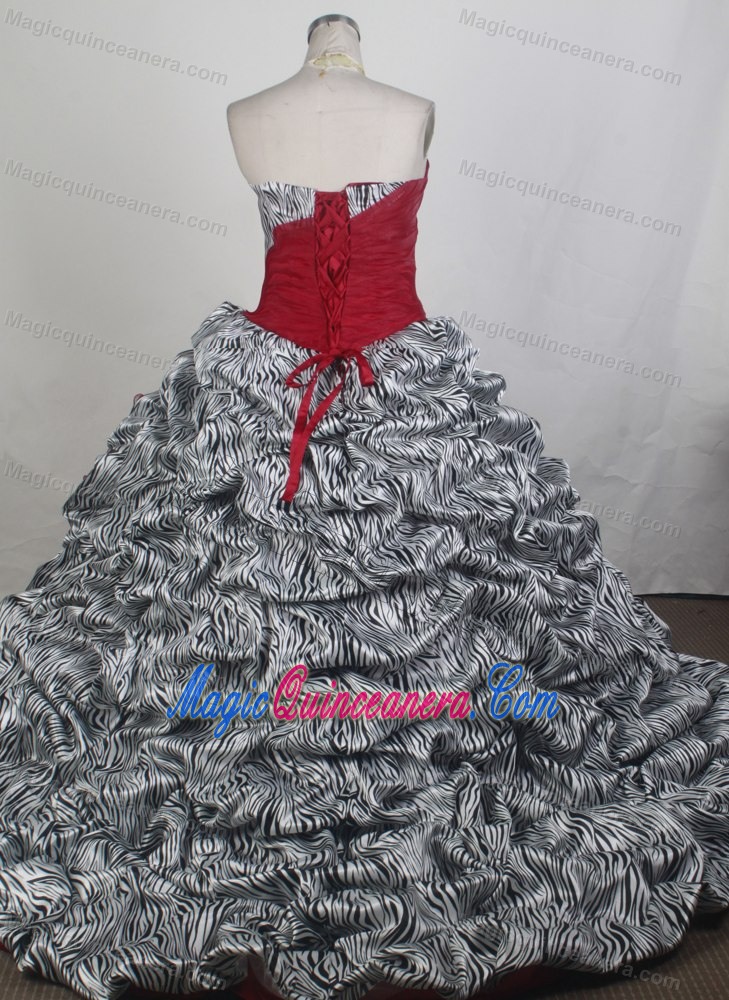 Zebra Ruched Beading Red Quinceanera Dresses in Hamilton Ontario