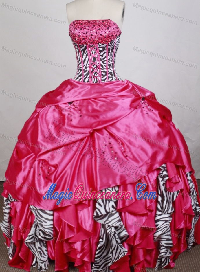 Zebra Detachable Beading Hot Pink Quinceanera Dress in Sydney