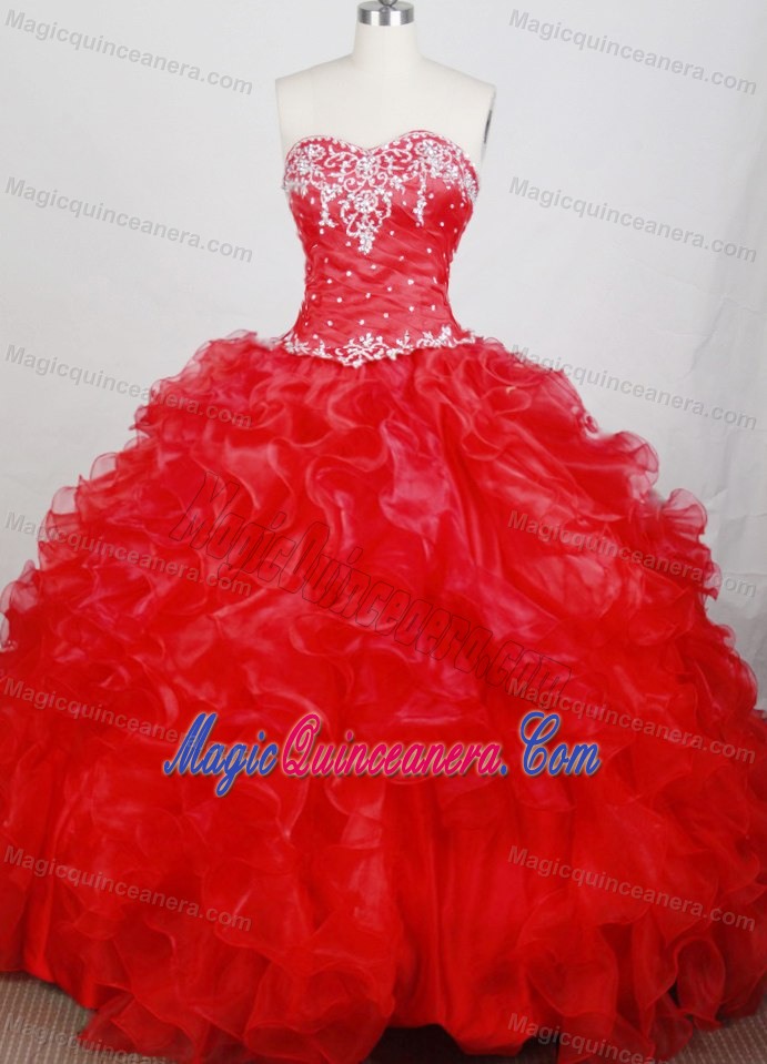 Detachable Ruched Appliques Red Quinceanera Dress in Toronto