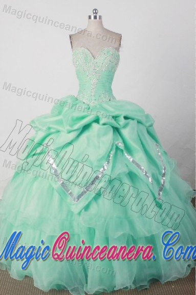 Sequin and Beading Sweetheart Mint Green Quincenera Dresses