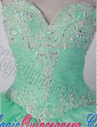 Sequin and Beading Sweetheart Mint Green Quincenera Dresses