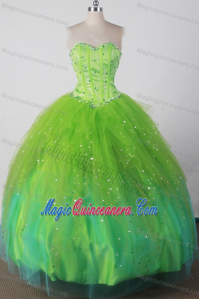 Sweetheart Beading Green Sweet 16 Dresses on Sale in Chincha Alta