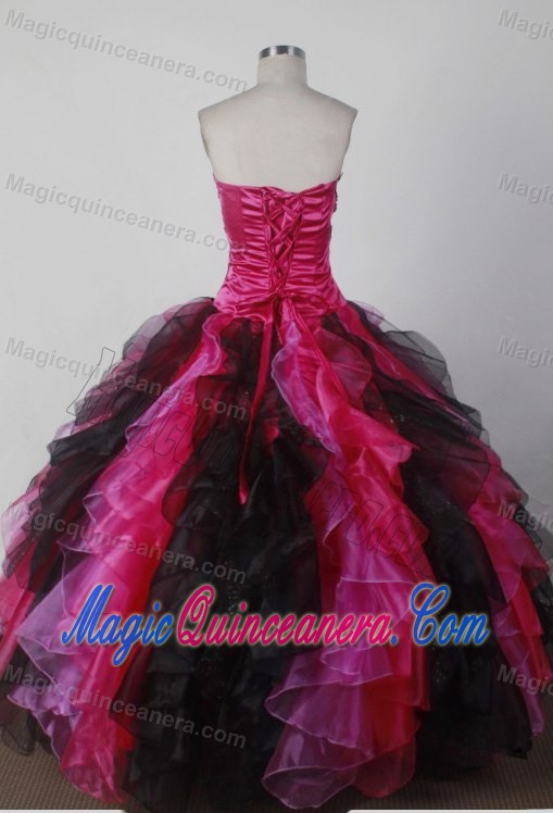 Colorful Ruffles Ball Gown Strapless Dress For Quinceanera in Paita