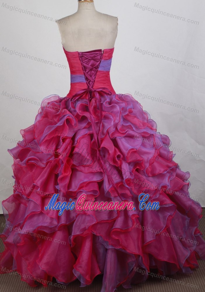Two-colored Ball gown Strapless Ruffles Appliques Dresses For 15