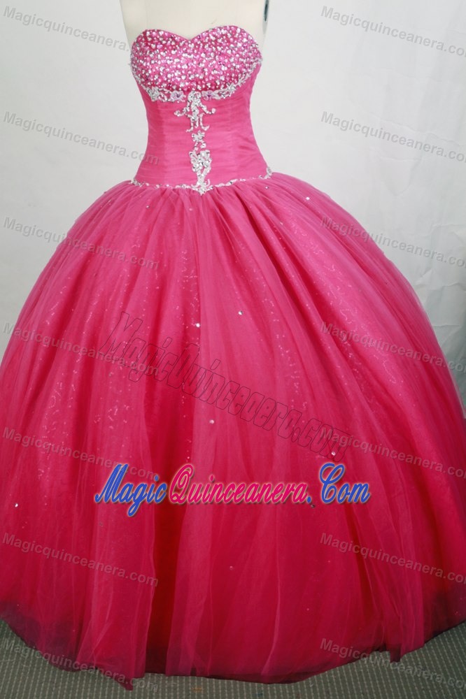 Rose Pink Sweetheart Beading Floor-length Quinceanera Dresses