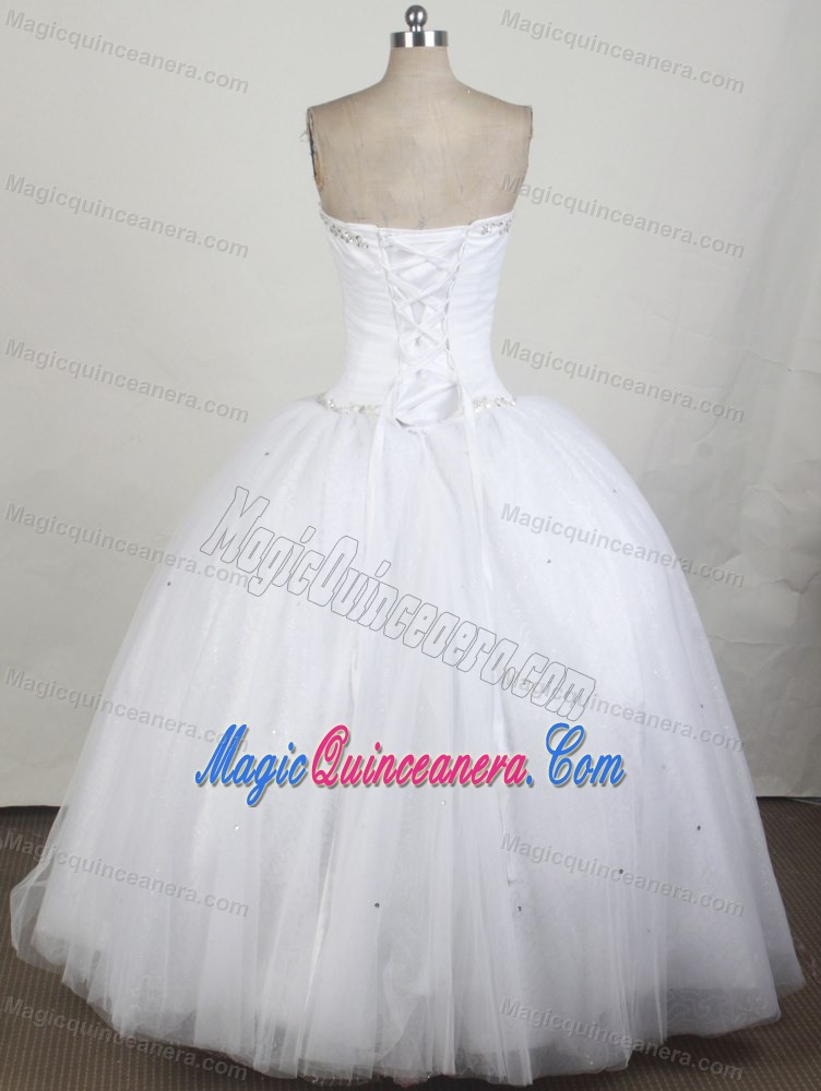 Beading Ball Gown Sweetheart Quinceanera Dress in White at Ica
