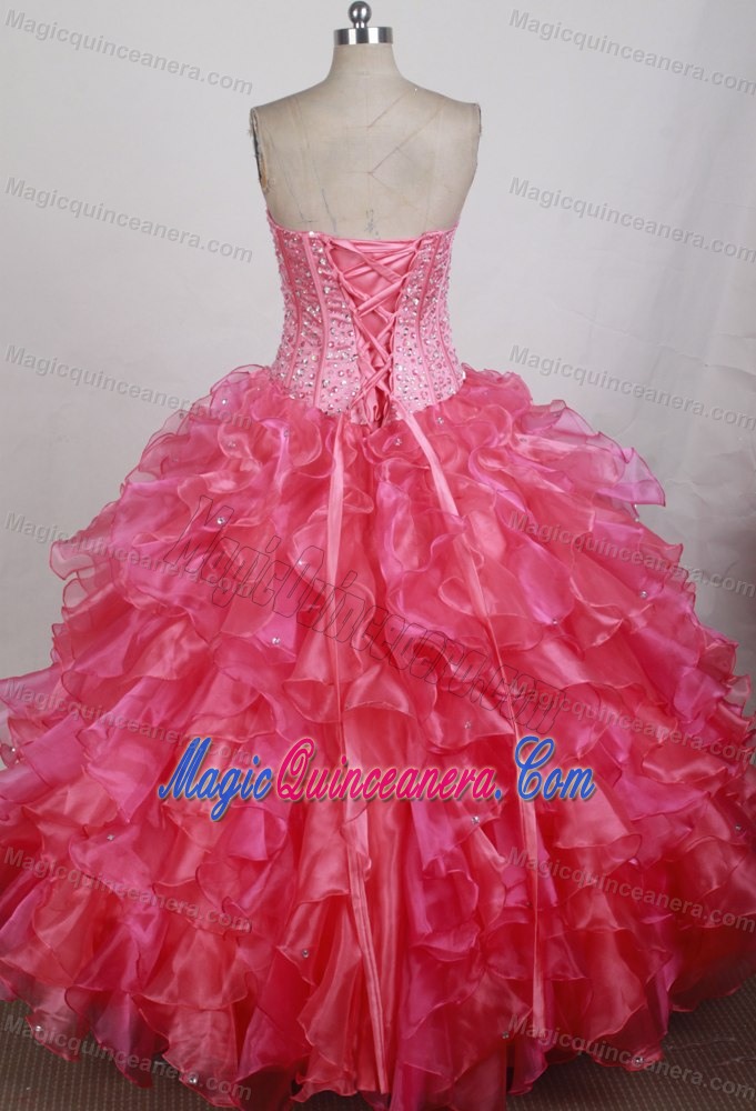 Rose Pink Sweetheart Beading Floor-Length Quinceanera Dresses