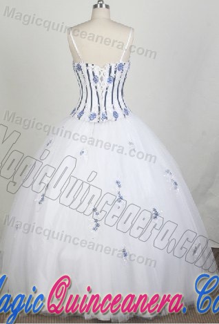 A-Line Straps Beading and Appliques White Quinceanera Dresses