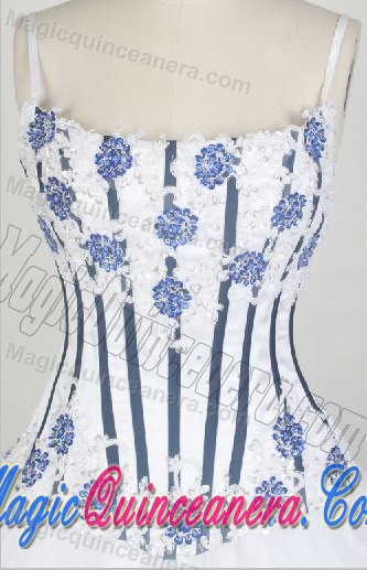 A-Line Straps Beading and Appliques White Quinceanera Dresses
