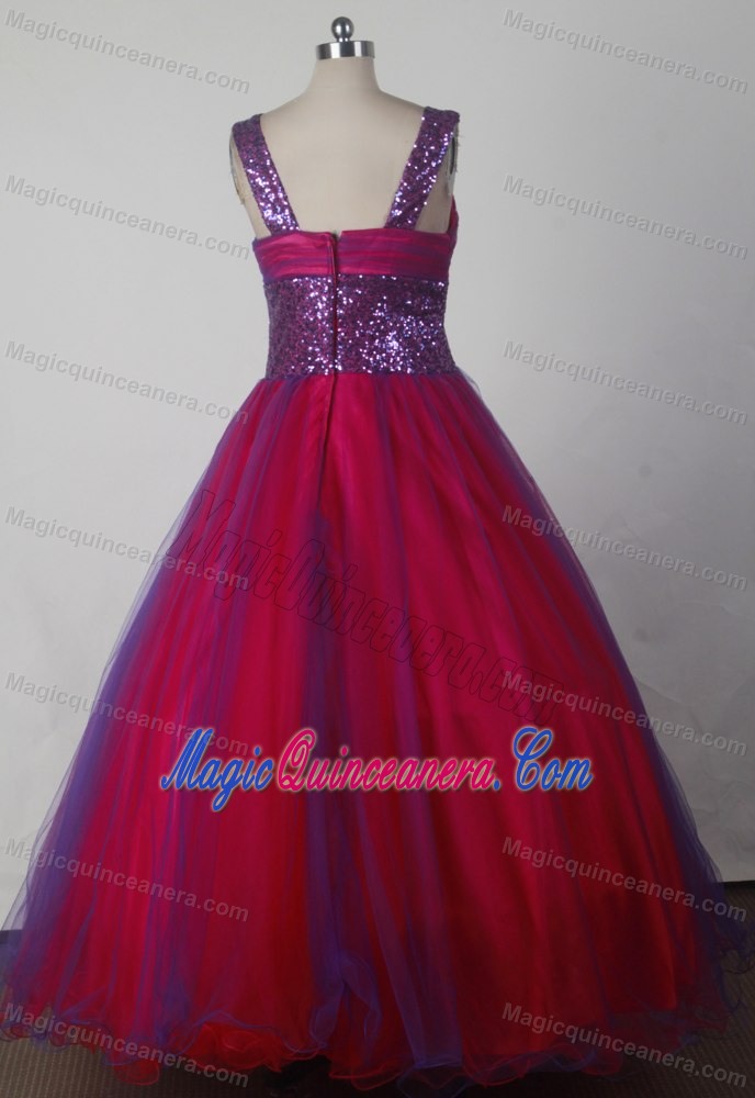Purple Sequin Sweetheart Straps Red Dresses For a Quince in Cusco