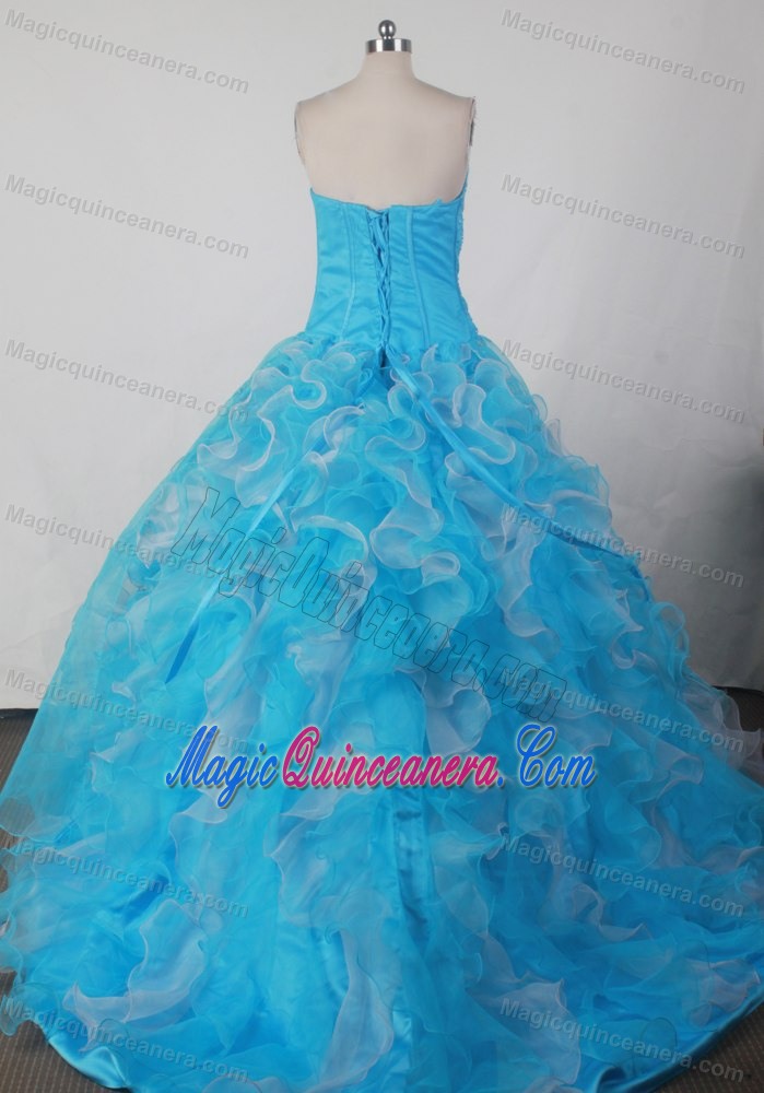 Blue Ball Gown Sweetheart Floor-length Beading Quinceanera Dress