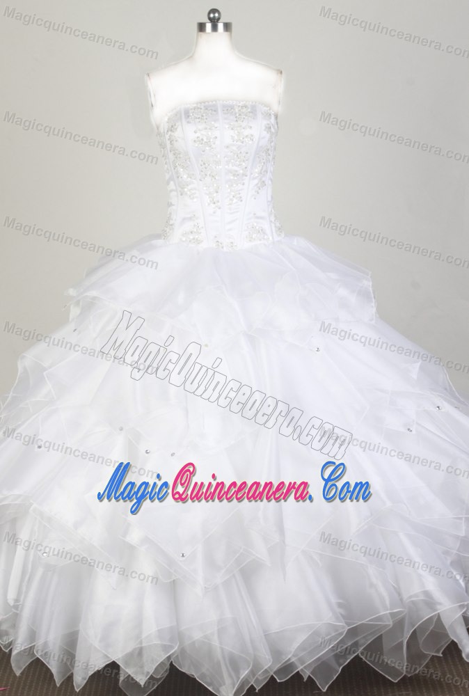 Best Beaded White Strapless Dresses For 15 with Ruffles in Lima