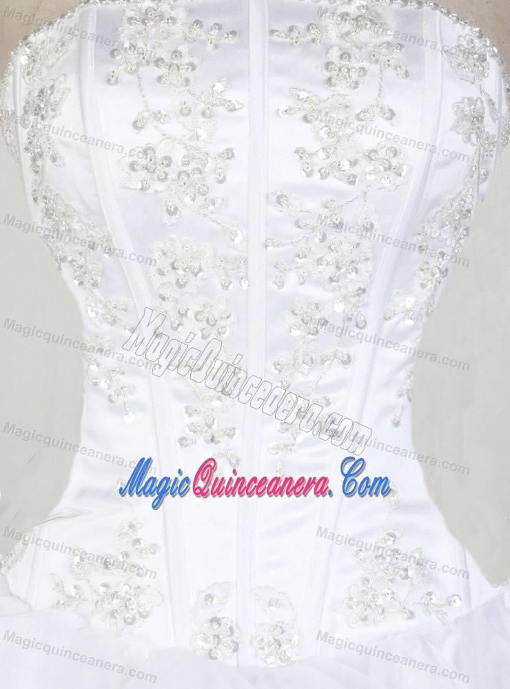 Best Beaded White Strapless Dresses For 15 with Ruffles in Lima