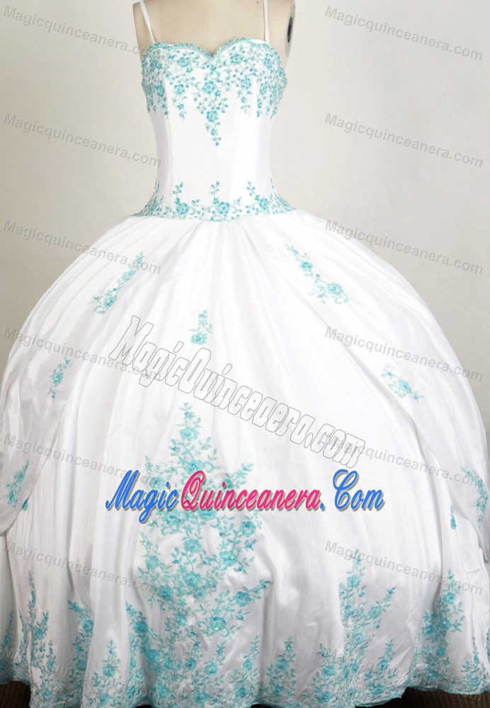 Appliques Straps Beading Cool Back White Quinceanera Gown Dresses