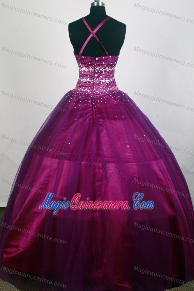 Sexy Halter top Organza Beading Floor-length Quinceanera Gown Dress