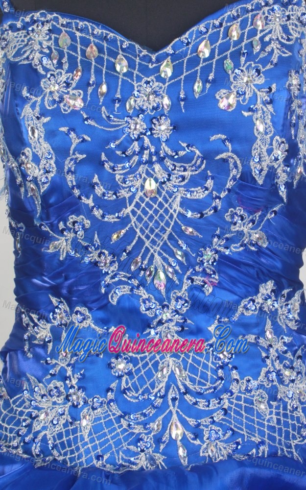 Floor-length Straps Beading Pick Up Applique Dress For a Quinceanera