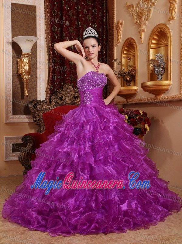 Beading Organza Ruffles Strapless Dresses 15 of Floor Length 2013