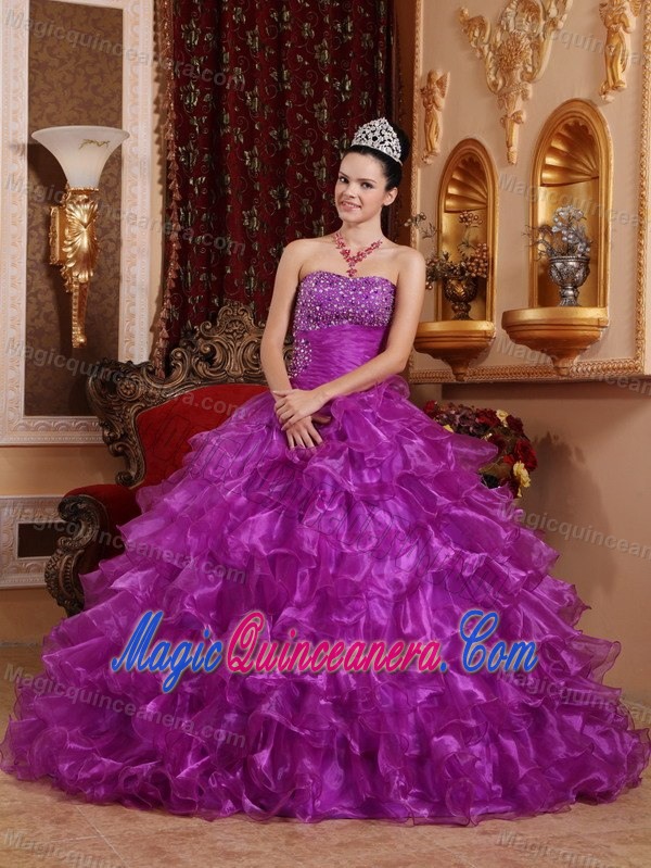 Beading Organza Ruffles Strapless Dresses 15 of Floor Length 2013