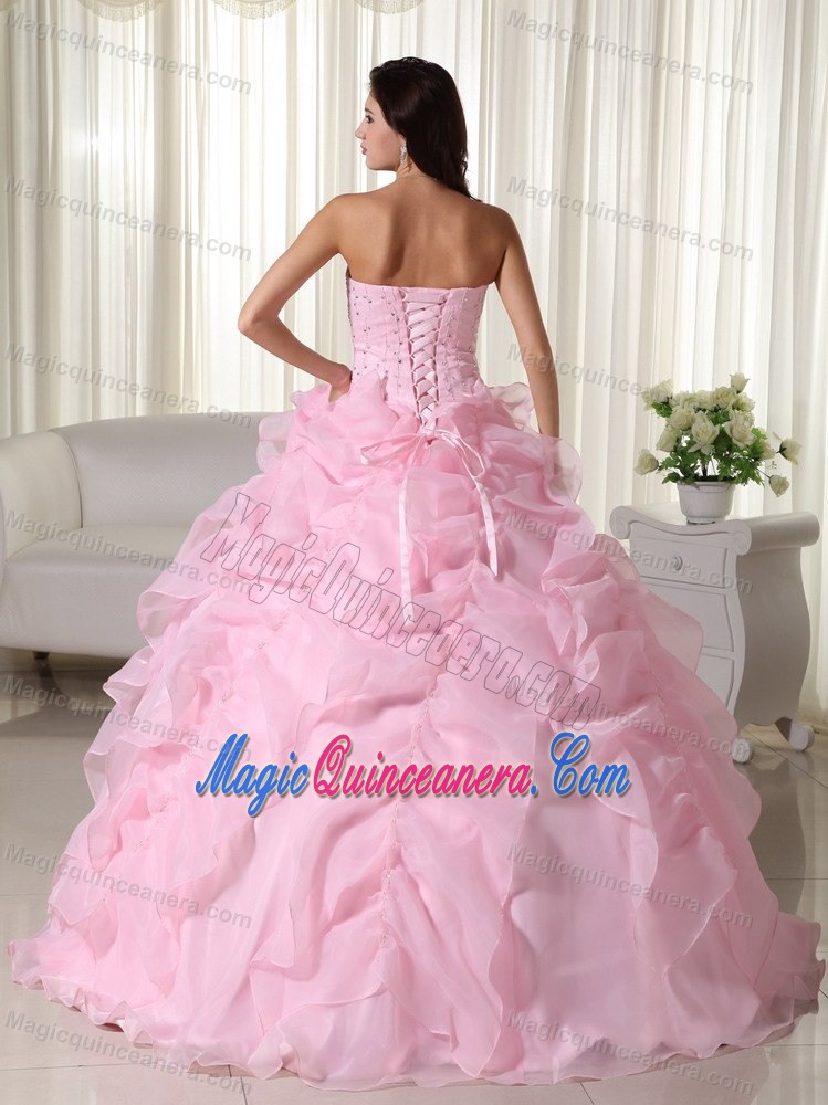 Beading and Ruffles Accent Dresses for A Quince in Baby Pink 2013