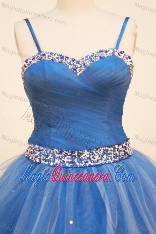 Straps Sweetheart Beads Blue and White Quinceanera Dress with Jacket