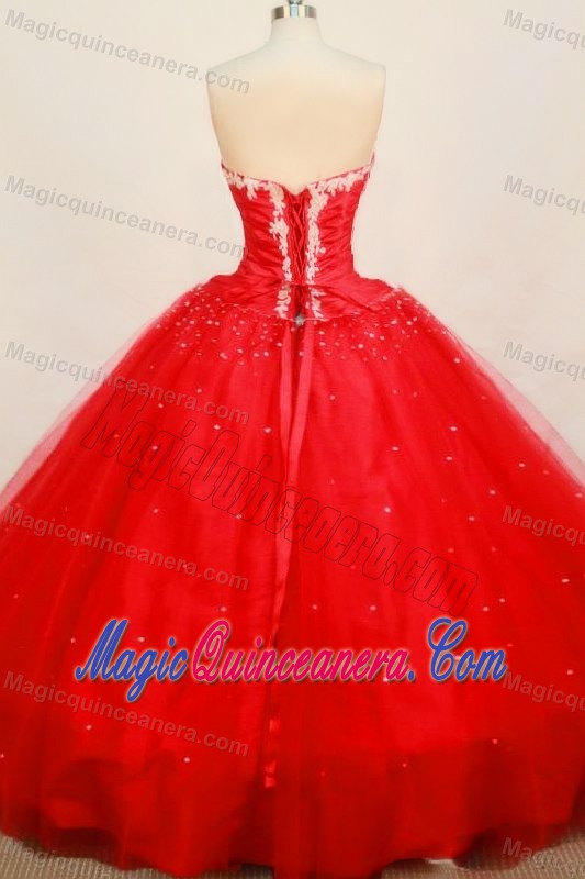 Tulle Sweetheart Appliques Floor-length Ball Gown Sweet Sixteen Dress