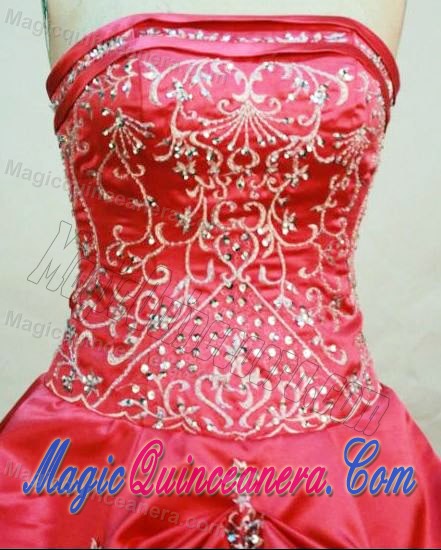 Strapless Appliques and Pick-ups Floor-length Hot Pink Dresses For 15