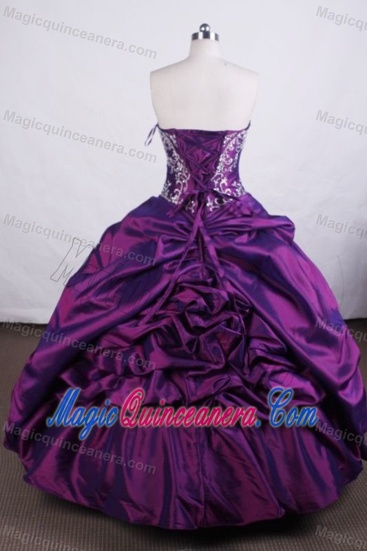 Embroidery Strapless Purple Ruched Quinceanera Dress Hot in Mexico City