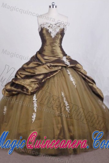 Appliques Ruched Sweetheart Floor-length Dresses For Quinceanera