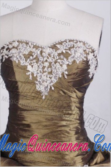 Appliques Ruched Sweetheart Floor-length Dresses For Quinceanera