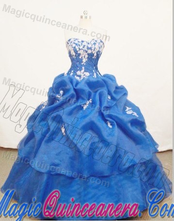 Organza Sweetheart Appliques Pick Ups Ruched Quinceanera Dresses