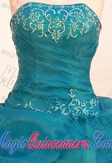 Embroidery and Beading Strapless Floor-length Sweet Sixteen Dresses